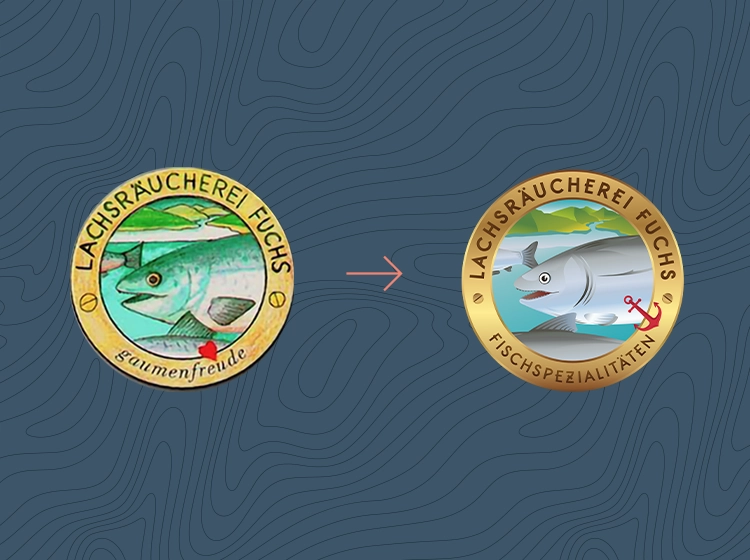 Lachsräucherei Logo Gegenüberstellung Lachsräucherei Logo Gegenüberstellung