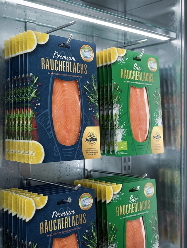 Lachsräucherei Fuchs Produkte im Kühlregal Lachsräucherei Fuchs Produkte im Kühlregal